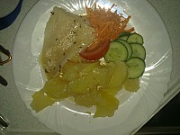 Pangasius na masle, brambory, obloha